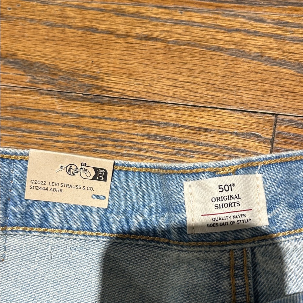 Levi's Light Blue Distressed 501 Jean Shorts - Picture 3 of 7